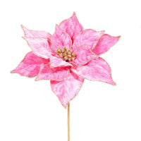 21 Hot Pink Velvet Poinsettia Stem