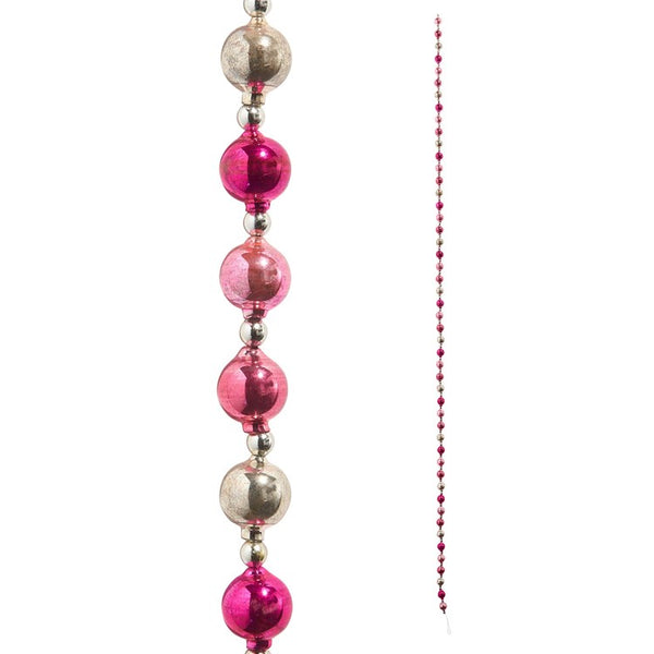 6' Pink and Silver Vintage Ornament Garland