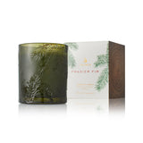 Frasier FIr Poured Candle  Molded Green Glass