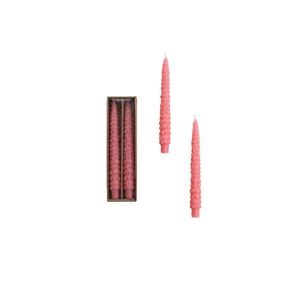 Unscented Tree Shaped Taper Candles in Box, Pink, Set of 2