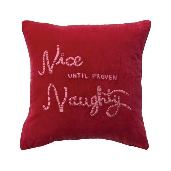 16" Square Cotton Velvet Pillow with Embroidered