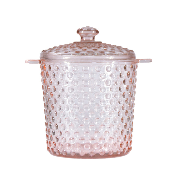 2-1/2 Quart Pressed Glass Hobnail Ice Bucket, Pink