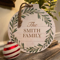 Engraved Wreath Ornament Sign